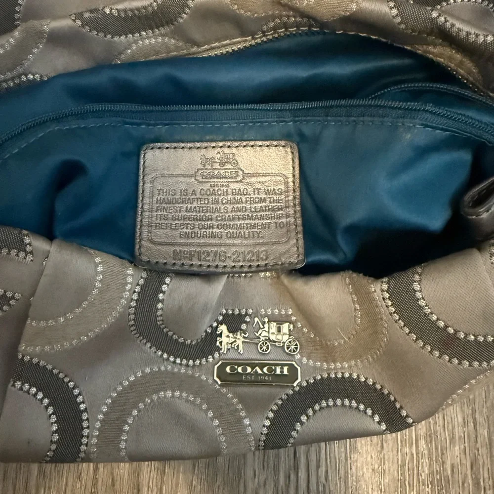 Coach Black and Gray Patterned Shoulder Bag